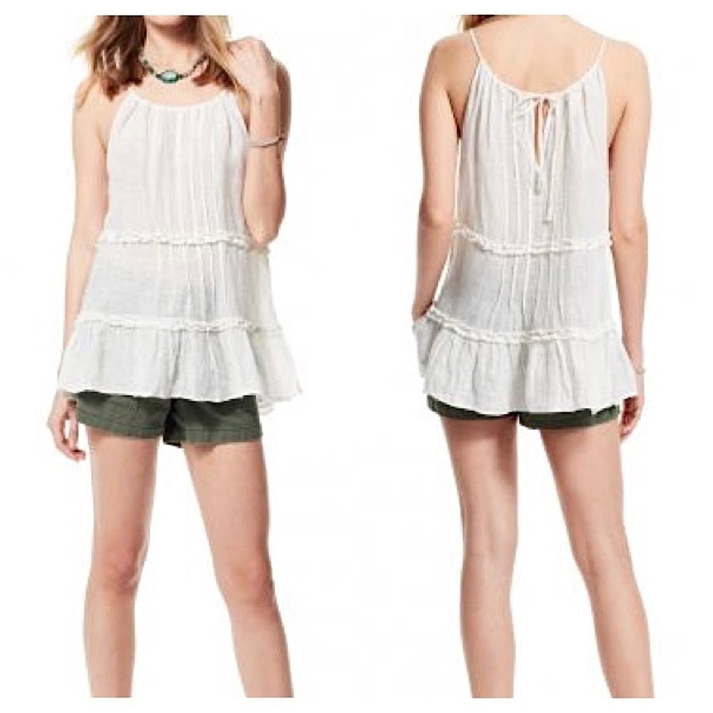CALYPSO ST. BARTH Linen Halter Neck Tier Ruffle Y2K Babydoll Fairycore Tank XS